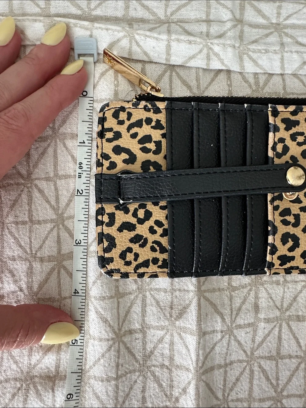 Leopard Print Zip Wallet with Black Card Slots